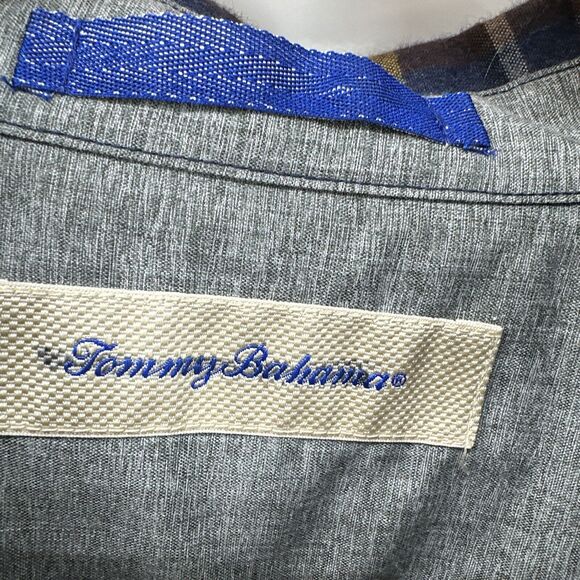 Tommy Bahama Shirt Mens XL XLX Blue Brown Plaid Flannel Button Up Long Sleeve - Picture 2 of 8